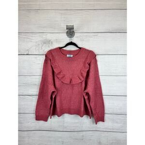 Old Navy Plus Size Mauve Pink Ruffle Knit Relaxed Sweater Size 3X